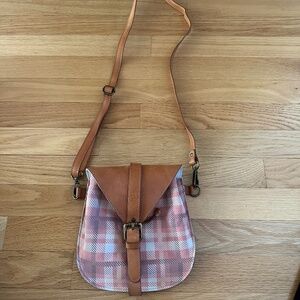 NWOT Sundance Made in Italy Small Leather Crossbody Pink Cream Brown